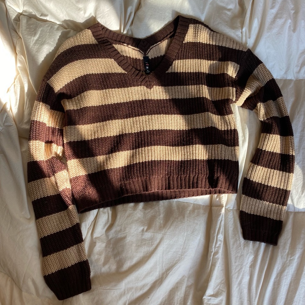 Dark and light brown striped sweater